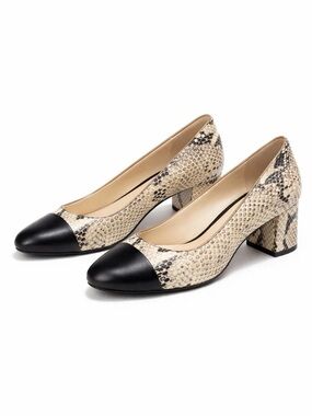 ole Haan Snake Print Block Heel Pumps Grand.OS Chic Size 6 🔥